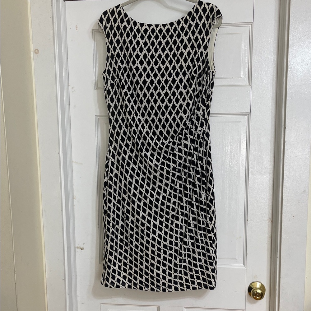 Ralph Lauren Black and White Patterned Midi Dress